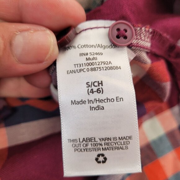 Time & Tru Women's Burgundy Plaid Long Sleeve Button Down Shirt Small (4-6)New - Picture 9 of 11